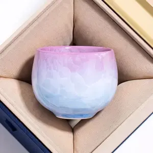 T13. Handmade Jingdezhen Yao Bian crystal glaze tea cup — personal use, Zen-style kung fu teacup