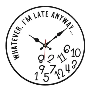 25cm Silent Wooden Wall Clock – Creative Fun Design, Non-Ticking Quartz, DIY Installation, Battery Operated (AA Not Included), Perfect for Home Decor & Gif