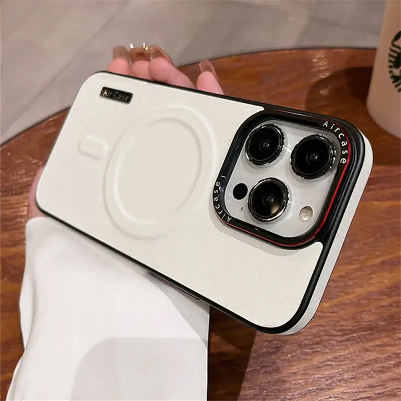For iPhone 17 16 15 Pro Max Series Luxury Matte Leather Magnetic For Magsafe Phone Case For iPhone 16 15 Pro Max 14 13 12 Wireless Charging Shockproof