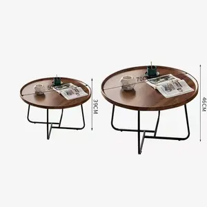Nesting Coffee Table Set Of 2 20+28inches Round Coffee Table Modern Side Table Sofa Table with Fluted Design Center Table for Living Room Reception Room
