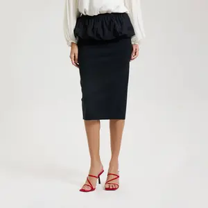 Women's Bubble Peplum Pencil Skirt - A New Day Black XL