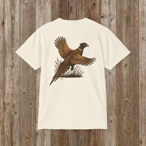Flushing Pheasant Graphic Tee: Comfort Colors Hand-Drawn Wildlife T-Shirt
