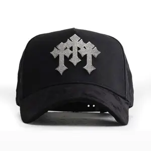 Barbas Hats Chrome Rose Gold – Premium Black Adjustable Snapback with 3D Chrome Metal Crosses, Trendy Streetwear Baseball Cap, Gift For Him, Gift For Her.