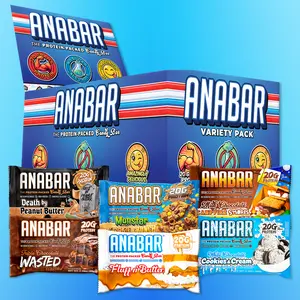 Anabar Variety Pack - 12 Pack/6 Flavors - Best Tasting Protein Bar With 20g Protein & No Sugar Alcohols - Candy Bar Flavor With Protein Bar Nutrition - Snack