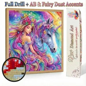 The Unicorn Girl | Full Drill AB & Fairy Dust Highlights | Velvet Canvas | DIY 5D Diamond Painting Kit | Sparkling Fantasy Fairytale Anime Wall Art Home Decor | Cute Relaxing Rhinestone Mosaic Gem Art Hobby | Aesthetic Craft Gift