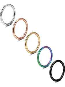 5Pcs 316L Steel Septum Rings Nose Rings Hoop 16G 18G 20G Hinged Clicker Hoop Nose Rings for Women Men Cartilage Hoop Earring Lip Helix Rook Tragus Conch Septum Nose Piercing Jewelry