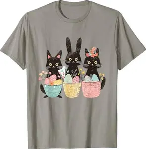 Three Black Cat Easter Black Cat Easter Egg T-Shirt