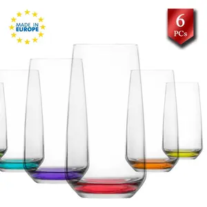Colorful Based Drinking Glasses Set of 6