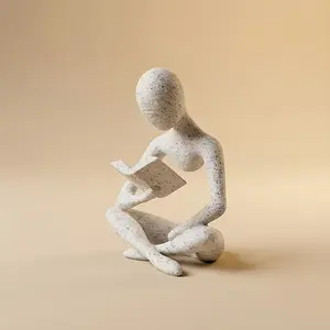 Modern Abstract Reader Statue Decor, Minimalist Art Sculpture for Home, Essential Desktop Decoration for Living Room and Study