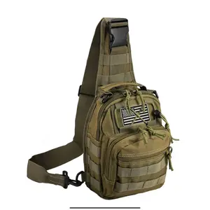 ￼ Savage. Khaki Tactical Compact EDC Shoulder Sling Bag for Men - Crossbody and Chest Pack for Travel, Camping, Trekking, Outdoor Sports - Adjustable Multifunction Durable TikTokShopBlackFriday