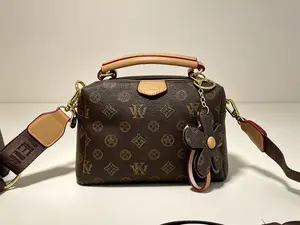 Vintage Monogram Crossbody Bag | 3-Way Handbag with Flower Charm - Spacious & Stylish for Daily Use
