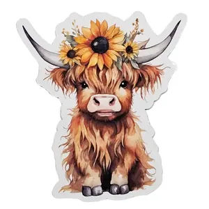 Highland Cow Baby Waterproof and UV-resistant Sticker, 2.7"x3" Decor Decorative Smooth