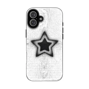 Black and White Five-Pointed Star Phone Case Suitable for IPhone 17 Pro, 16 Pro Max, Plus, 15, 14, 13, 12 - Retro & Protective Cover - Gift for Girls