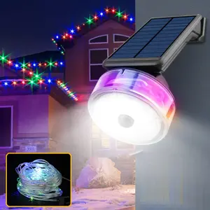 Light Sensor Smart Light, Solar RGB Wall Light, Outdoor LED Color Strip Light, Patio Garden Ambience Decorative String Light, Easy Installation, Light Head Can Be Adjusted At Multiple Angles, Patio Lighting