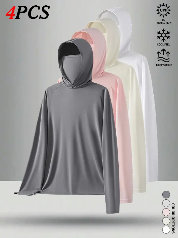 Men’s multi-pack hooded sun-protection jackets—all-in-one outerwear that is lightweight, breathable, long-sleeved, and suitable for outdoor sports and fitness.