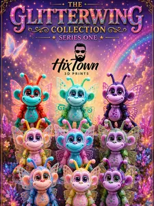 HixTown 9" Articulated Butterfly Monkey  - GlitterWing Signature Collection - Large 3D Printed Collectible with Authenticity Card