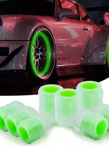 8-Piece Glow-In-The-Dark Valve Cap Set for Cars Bikes Motorcycles Vehicle, 360-Degree Rotating Anti-Theft Tire Light, Waterproof Rustproof Safety Accessory