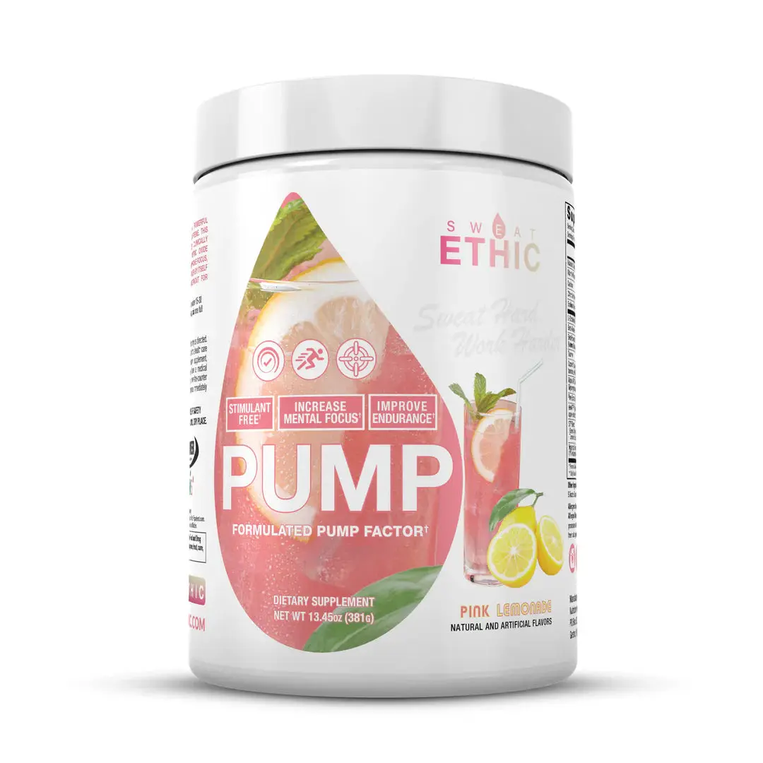 Sweat Ethic Stim-Free Pump Pre-Workout Powder - Fitness Supplement for Pump Support, Hydration, Dietary Needs