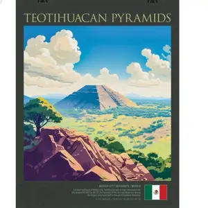 Teotihuacan Pyramids Poster - Classic Travel Wall Decor