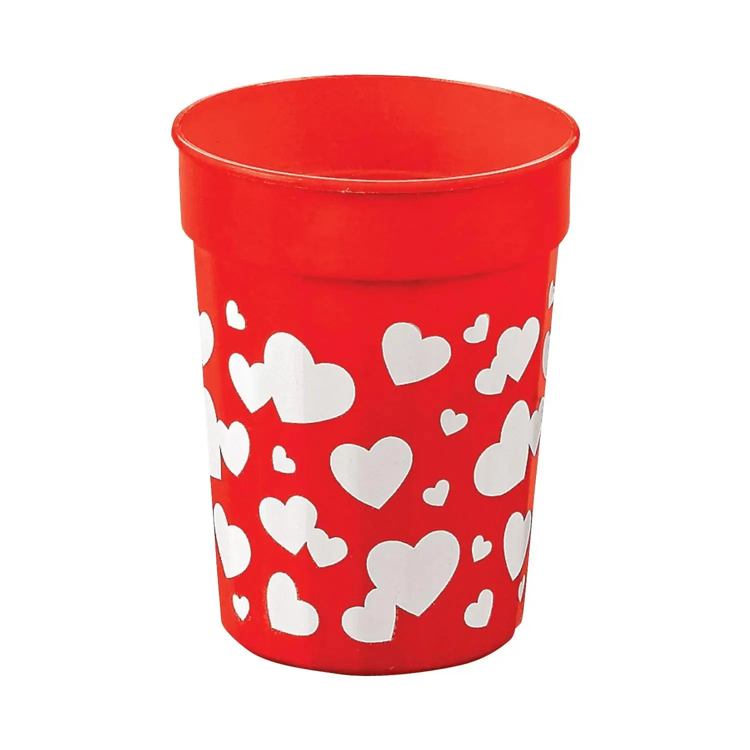 10oz Red Valentine Reusable Plastic Tumblers with White Hearts - 12 Ct, Kitchenware Drinkware Party Supplies for Drinks (Alternative to Disposable Cups)
