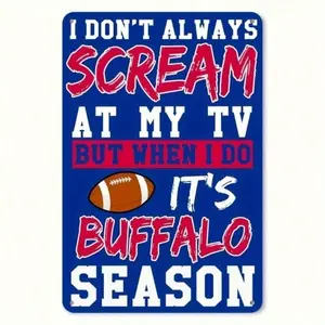 Official Buffalo Bills Metal Wall Sign 8x12 Inches Vintage NFL Home Decor | Man Cave, Bar, Garage Bold Blue Iron Plaque with Rustic Design