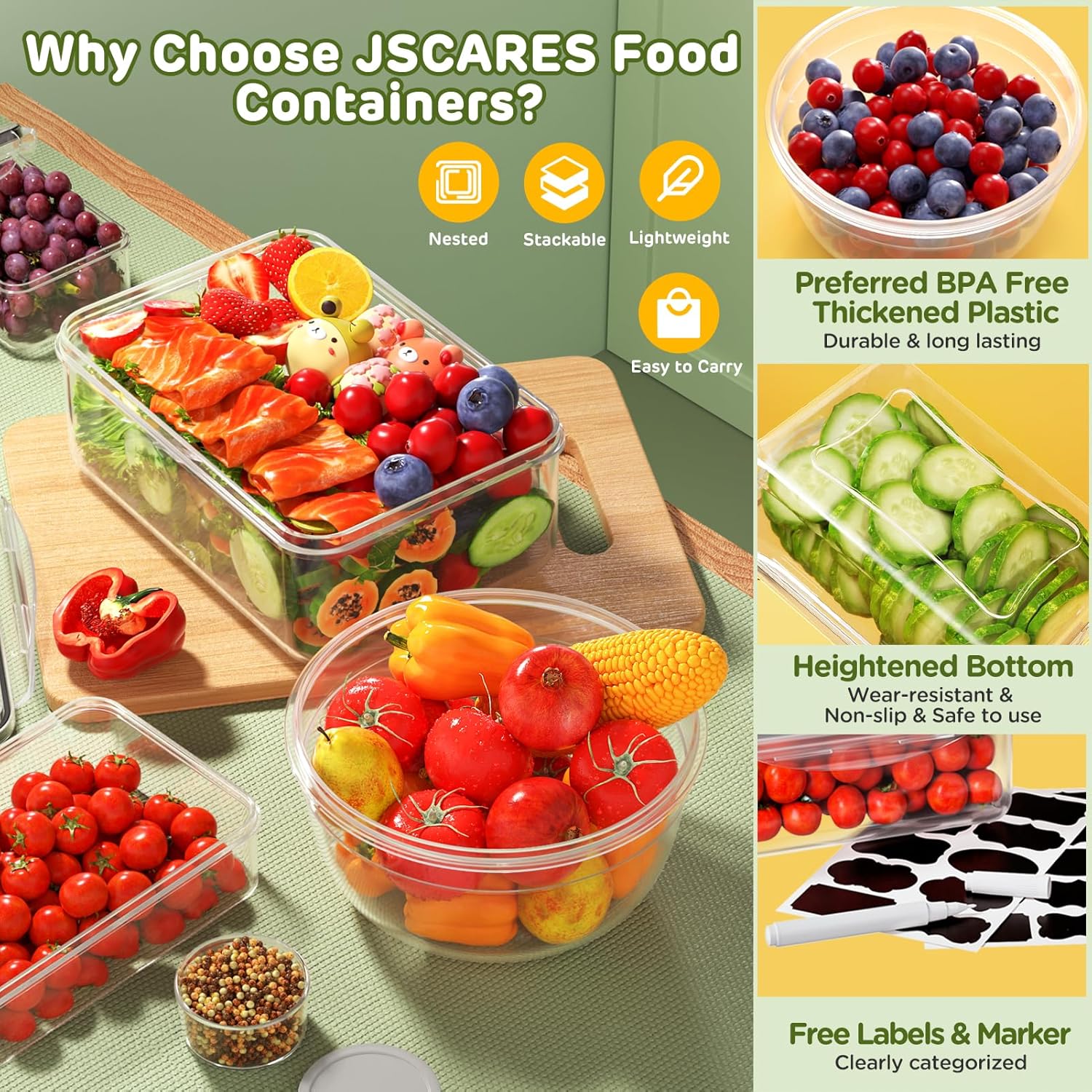 40 PCS Food Storage Containers with Lids Airtight (20 Lids &20 Containers) - Leakproof Meal-Prep Containers for Kitchen Storage Reusable Plastic Microwave/Dishwasher Safe with Labels & Pen 40 PCS Food Storage Containers with Lids Airtight (20 Lids &20 Containers) - Leakproof Meal-Prep Containers for Kitchen Storage Reusable Plastic Microwave/Dishwasher Safe with Labels & Pen