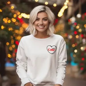 Heart Diet Coke Sweatshirt for Women Casual Cotton Polyester Spandex Hoodie with Ribbed Collar Cuffs & Waistband Gifts for Girlfriend