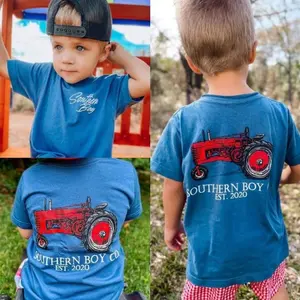 Southern Boy Co Tractor Youth/Adult T-Shirt Farm Graphic Tee for Boys Toddler Country Style Shirt Youth Cotton Casual Southern Farm Life Tee USA Gift JVE