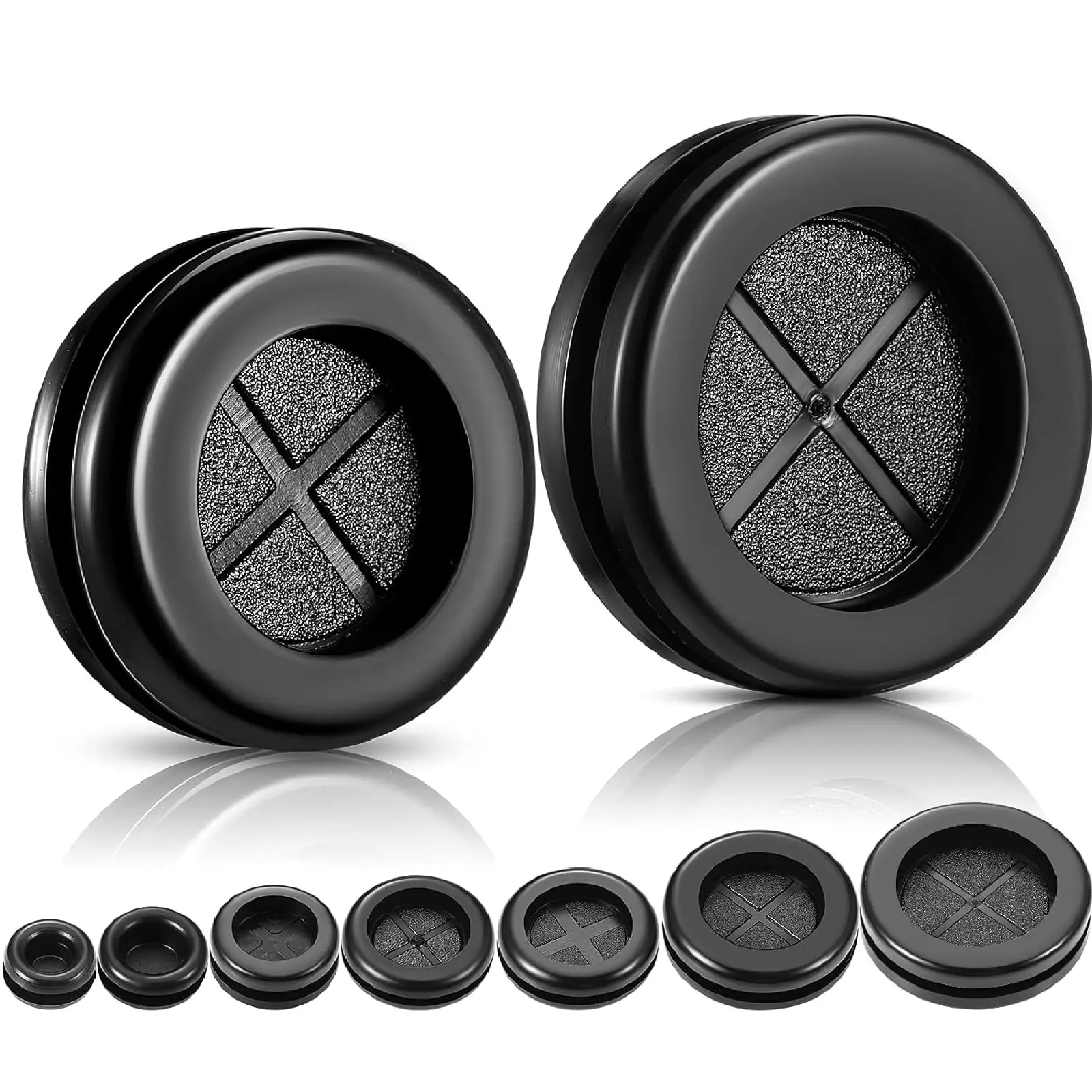 7 Size Double Sided Silicone Rubber Grommet Kit 52 Pcs, Waterproof Firewall Hole Plug Gaskets, Automotive Wiring Protector for Firewall Cable Routing & Drain Hole Cover