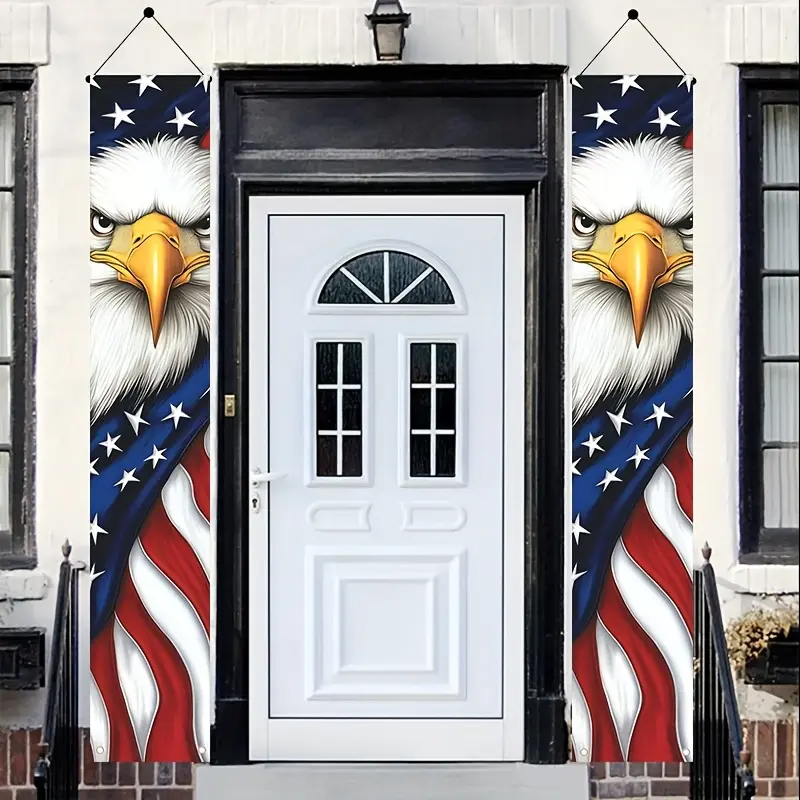 Patriotic Eagle American Flag Porch Banner, Polyester Independence Day Decor, No Power Needed, Multi-Functional Suitable for Home, Room, Door, Wall, Party Backdrop, Holiday Supplies, Patriotic for Home Decor |   Patriotic Theme