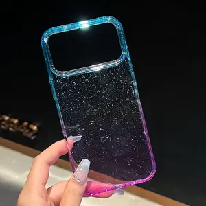 The refreshing "ins flash powder gradient" design is suitable for the 17promax ultra-thin hard-shell iPhone 16 phone case / iPhone 15 Pro Max / iPhone 14 / iPhone 13 phone protection cover with a dual-color splicing minimalist style.