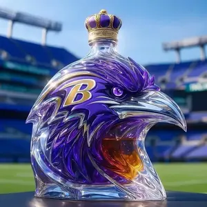 Colorful Animal Whiskey Decanter, Raven Design Glass Bottle, Trending Decorative Drinkware, Unique Gift Idea, Perfect for Home Bar