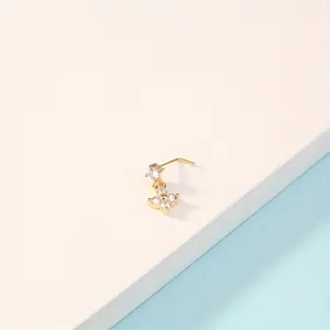 Fashionable L-shaped Pendant Nose Ring with Cubic Zirconia for Casual Wear and Gifting Women's Fashion Accessories