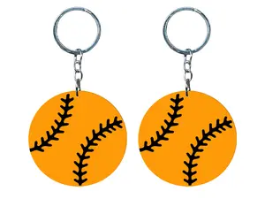 Softball Keychains – Set of 2 – Sport Charm – Split Ring – Softball Fan Keychain