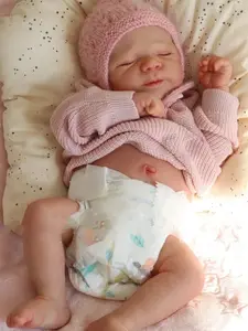 Pascale 18" Full Vinyl Reborn Baby Doll Set with Hand-Painted Face Pink Magnetic Pacifier Knit Sweater Bottle Diaper Birth Certificate Comprehensive Gifting Set Charming Look