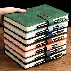 25pcs Set, 200-Page Extra Thick A5 Vintage Business Meeting Diary with Magnetic Closure and Bookmark – Perfectly Suitable for College Students and Professionals, Business Meeting Diary | Vintage Style Notebook | Faux Leather Cover 200-Page A5
