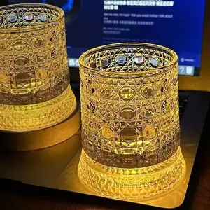 Gifts for boyfriend Elegant Spinning Crystal Glass with Controllable LED Glow,360 Degree Rotating Whiskey Cup Tumbler,Stress Relief Drinkware | Switch Between Steady Light or Gentle Flash for Relaxation & Gatherings | Classic Bar Decor Gift