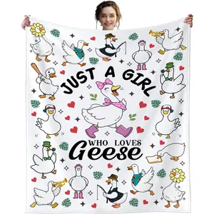 Goose Blanket Soft Cozy Flannel Geese Themed Throw Blanket Funny Cute Stuff Animal Decor Blanket Gifts for Geese Lovers Girls Women