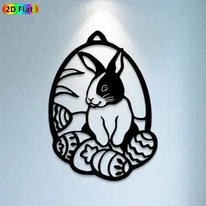 1pc Bunny & Easter Eggs Metal Wall Art Bunny Statue Mural, Ideal Gift for Easter, Spring Festival, Bunny Decor Enthusiasts, Weather-Resistant Metal Wall Decor Wall Sculptures, Perfect for Garden Fence & Patio Wall, Charming Outdoor Decor