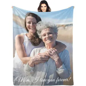Mom Gfits Personalized Gifts from Daughter Custom Blankets with Photos and Text Multiple Colors Sizes Soft Flannel Gifts for Women Birthday Gifts for Mom