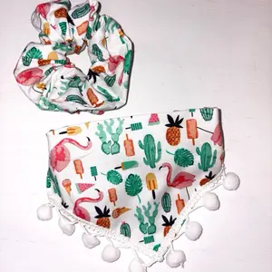 Dog Bandana with Scrunchie Back and Matching Hair Scrunchie