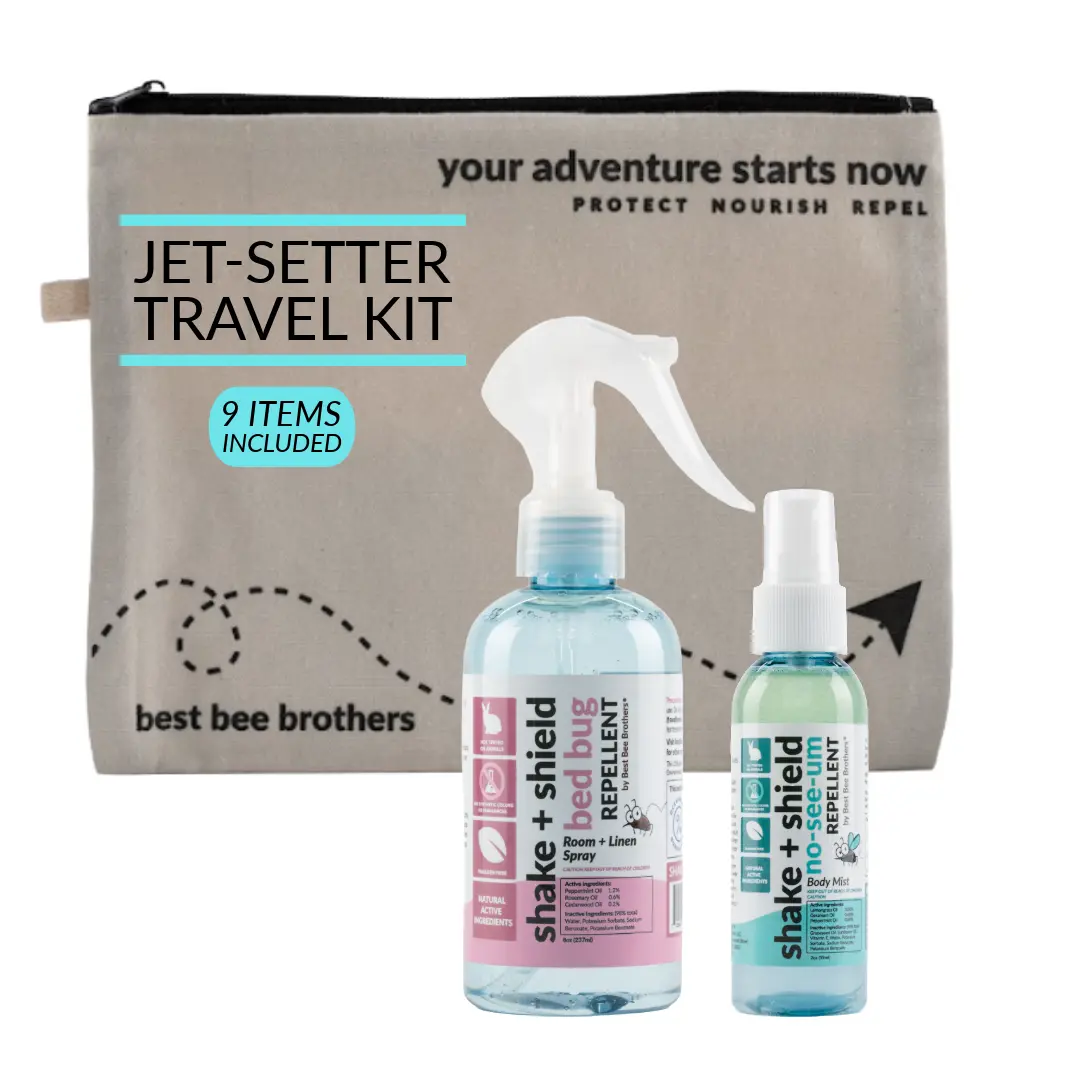 Best Bee Brothers Bed Bug & No-See-Ums Spray Plant-Based Travel Bug Repellent Kit Jet Setter Pink (9 pcs)
