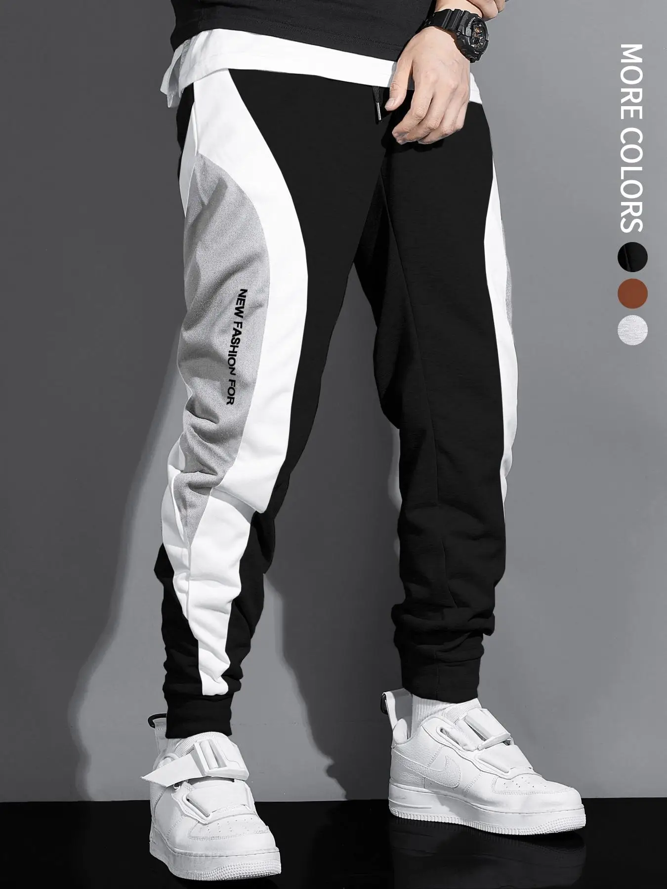 Men's Patchwork Print Drawstring Pants, Regular Fit Casual Pocket Trousers, Pants for Men, Men's All Seasons Bottoms, Size Runs A Little Large