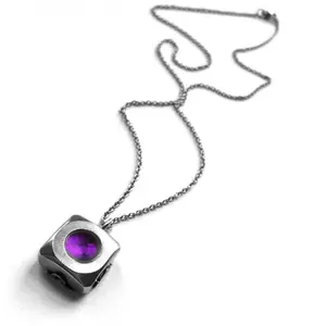 Square Stainless Steel Filigree Wrap Pendant Necklace