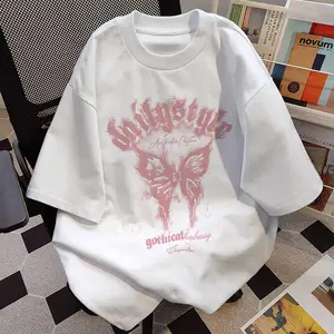 Women's Clothing Butterfly Short Sleeve Oversized T-Shirt Korean Latest Women's Tops Latest Women's Shirts High-end, Retro, suitable for all seasons, loose, unisex