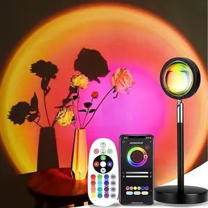 New Deal - Sunset Lamp with APP & Remote Control, Colors Night Light 180° Rotation Rainbow 4 Modes Setting for Photography/Selfie/Party/Home/Living Room/Bedroom Decor, Gifts Women