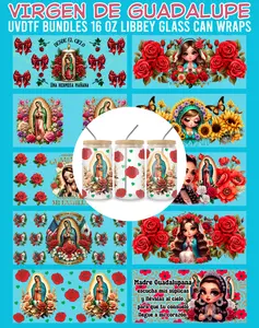 Virgen de Guadalupe UVDTF Bundles - 16 Oz Libbey Glass Can Wrap