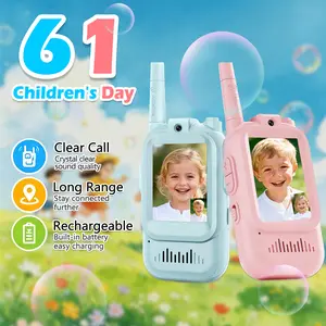 No More Batteries! Kids Video Walkie Talkies  2pack, Rechargeable Walkie Talkies for Kids with Screen, Parent-Child Interaction Toys, 4 Voice Changing Effects, Best Gift for Boys Girls Age 3-12（Children's Day gifts), Outdoor Camping Travel Audio Audio