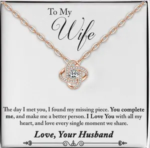 To My Beautiful Wife Necklace Anniversary Gift for Wife Birthday Gift for Wife from Husband Wifey Sentimental Present I Love You Sterling Silver Knot Pendant