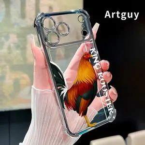 Phone Case for iPhone 17 Pro Max 16 15 Plus Air 14 13 12 11 E Proud Rooster Majesty Pattern Electroplating Transparent Silicone Drop-proof Protective Cover